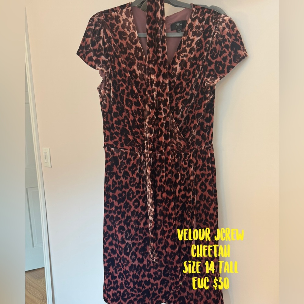J. Crew Velour Cheetah Print Midi Dress - Black and Brown